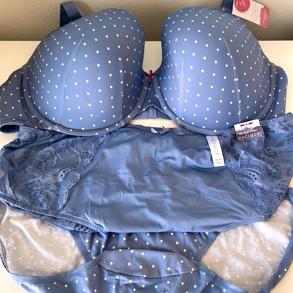 Cacique Intimates & Sleepwear Cacique Blue Polka Dot Bra And